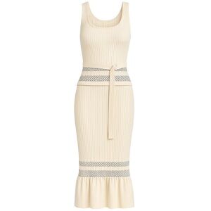 Boutique Ribbed Knit 2-Piece Midi Set w/ Belt